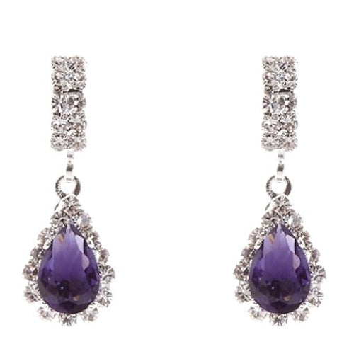 Modern Bar Pear Dangle Rhinestone Earrings