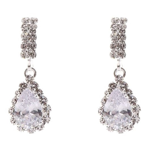 Modern Bar Pear Dangle Rhinestone Earrings