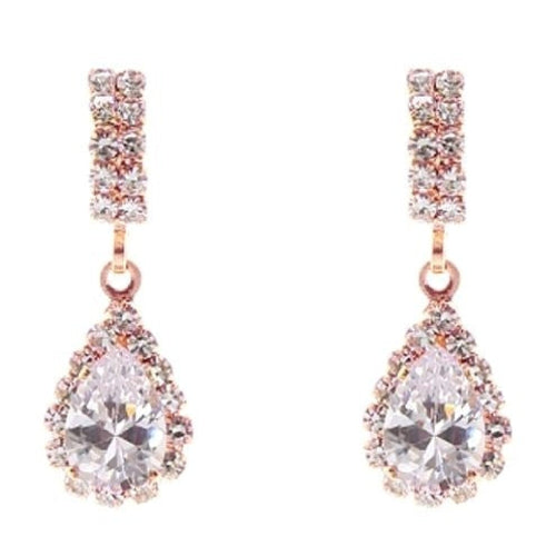 Modern Bar Pear Dangle Rhinestone Earrings