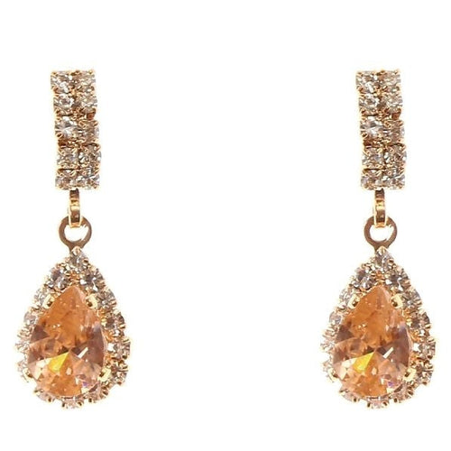 Modern Bar Pear Dangle Rhinestone Earrings