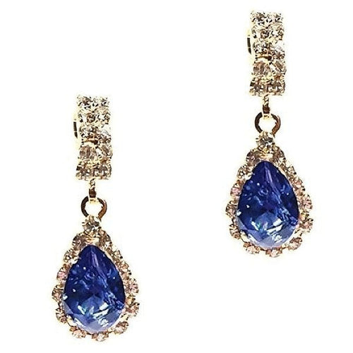 Modern Bar Pear Dangle Rhinestone Earrings