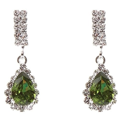 Modern Bar Pear Dangle Rhinestone Earrings
