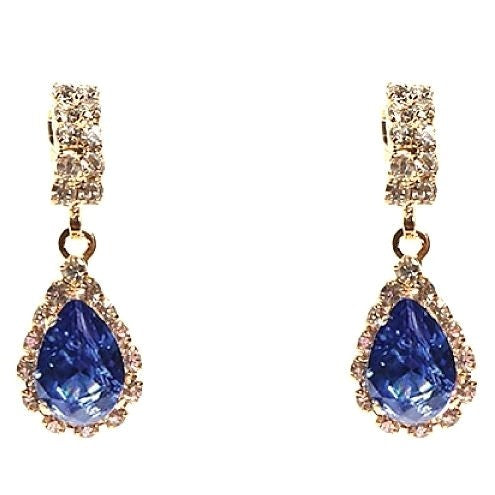 Modern Bar Pear Dangle Rhinestone Earrings