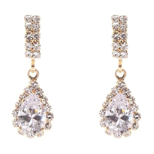 Modern Bar Pear Dangle Rhinestone Earrings