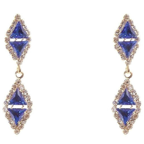 Linked Rhombus Dangle Rhinestone Earrings