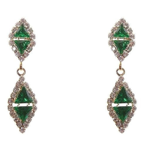 Linked Rhombus Dangle Rhinestone Earrings