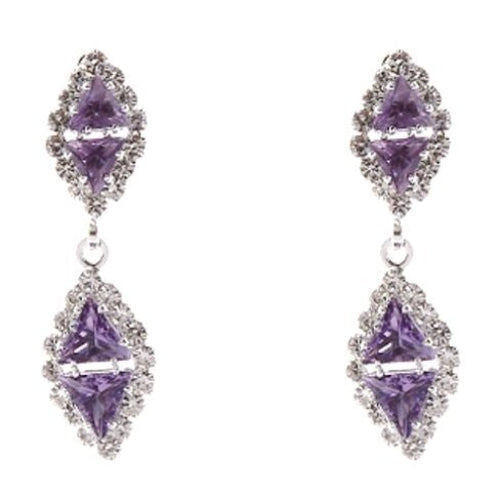 Linked Rhombus Dangle Rhinestone Earrings
