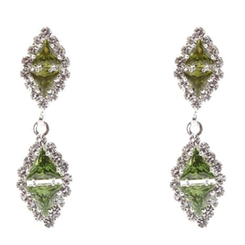 Linked Rhombus Dangle Rhinestone Earrings