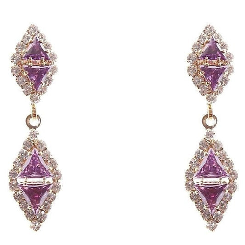 Linked Rhombus Dangle Rhinestone Earrings