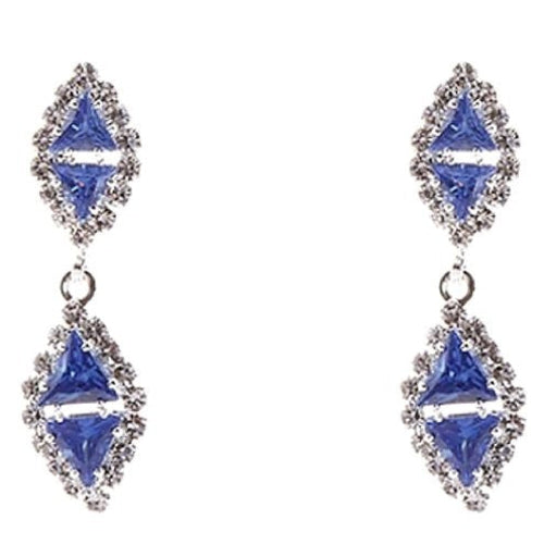 Linked Rhombus Dangle Rhinestone Earrings