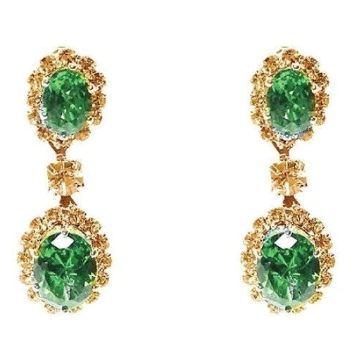 Linked Oval Dangle Rhinestone Earrings