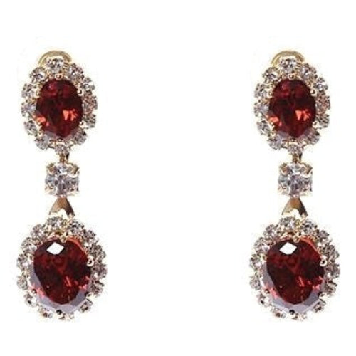 Linked Oval Dangle Rhinestone Earrings