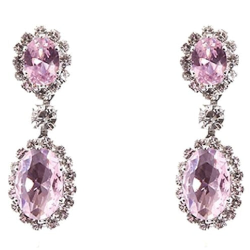 Linked Oval Dangle Rhinestone Earrings