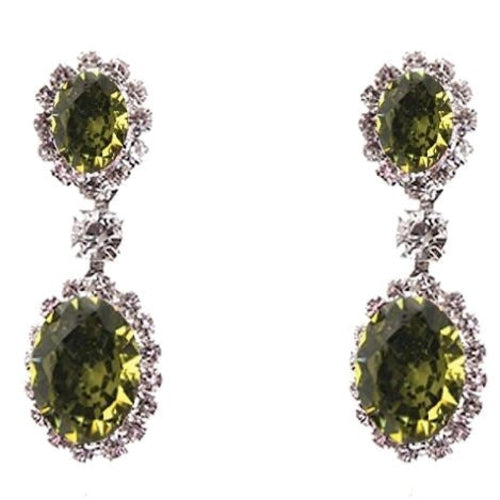 Linked Oval Dangle Rhinestone Earrings