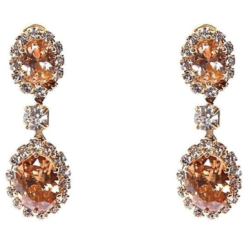 Linked Oval Dangle Rhinestone Earrings