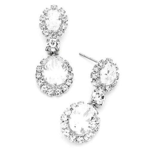 Linked Oval Dangle Rhinestone Earrings