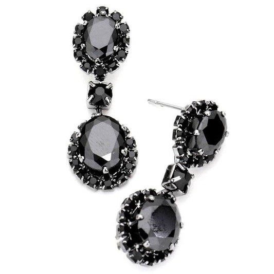 Linked Oval Dangle Rhinestone Earrings