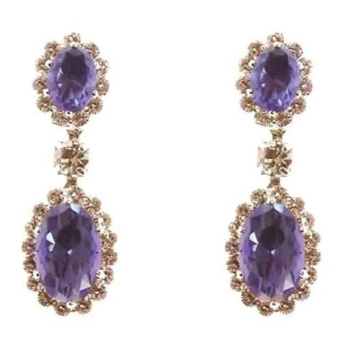 Linked Oval Dangle Rhinestone Earrings