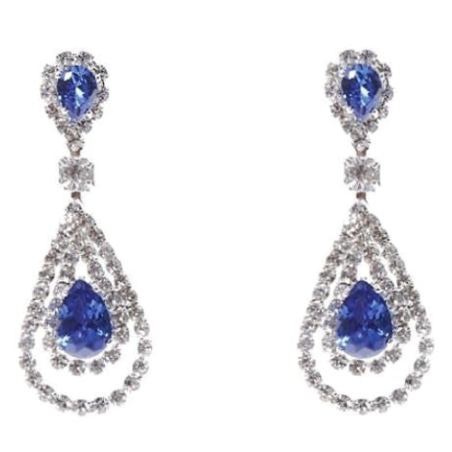 Linked Pear In Pear Dangle Rhinestone Earrings