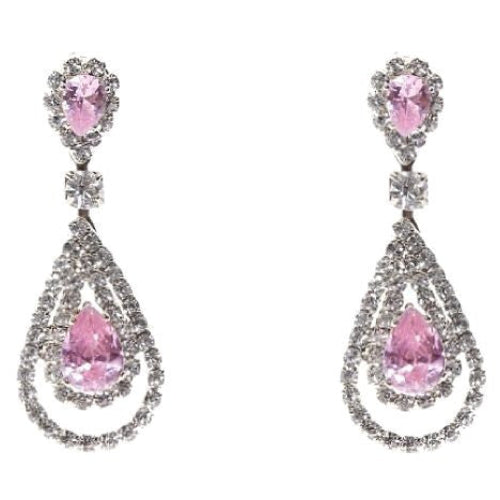 Linked Pear In Pear Dangle Rhinestone Earrings