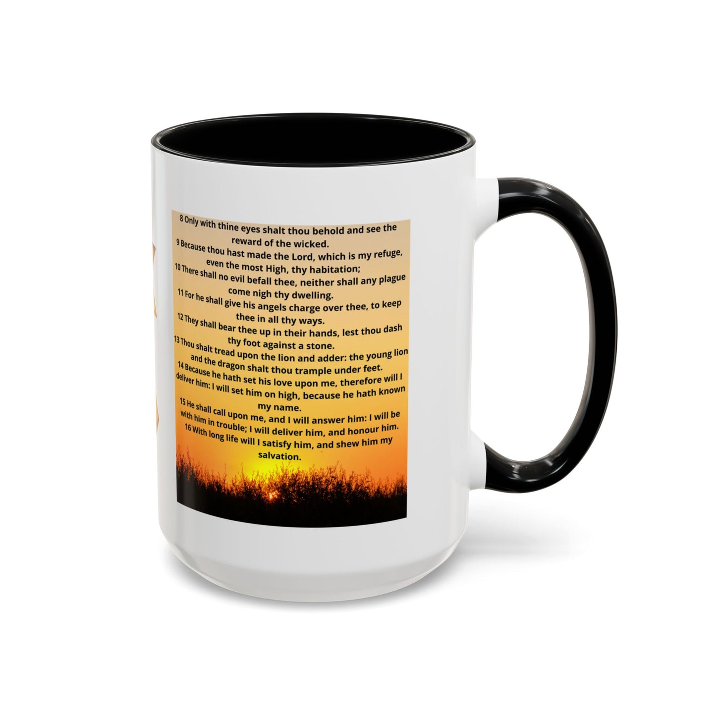 PSALM 91 Inspirational Lion Accent Coffee Mug | Motivational Gift, Scripture Mug, Unique Home Decor, Faith-Based Coffee Cup, Lion Design