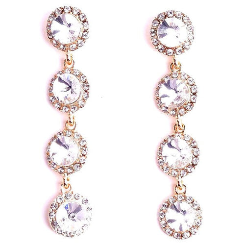 Connected Circles Rhinestone Dangle Earrings