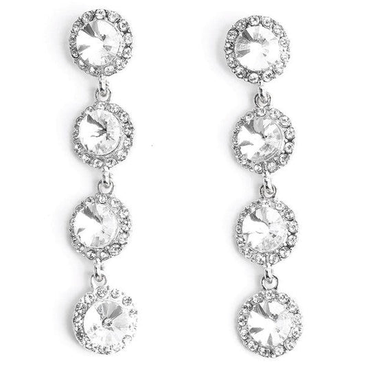Connected Circles Rhinestone Dangle Earrings