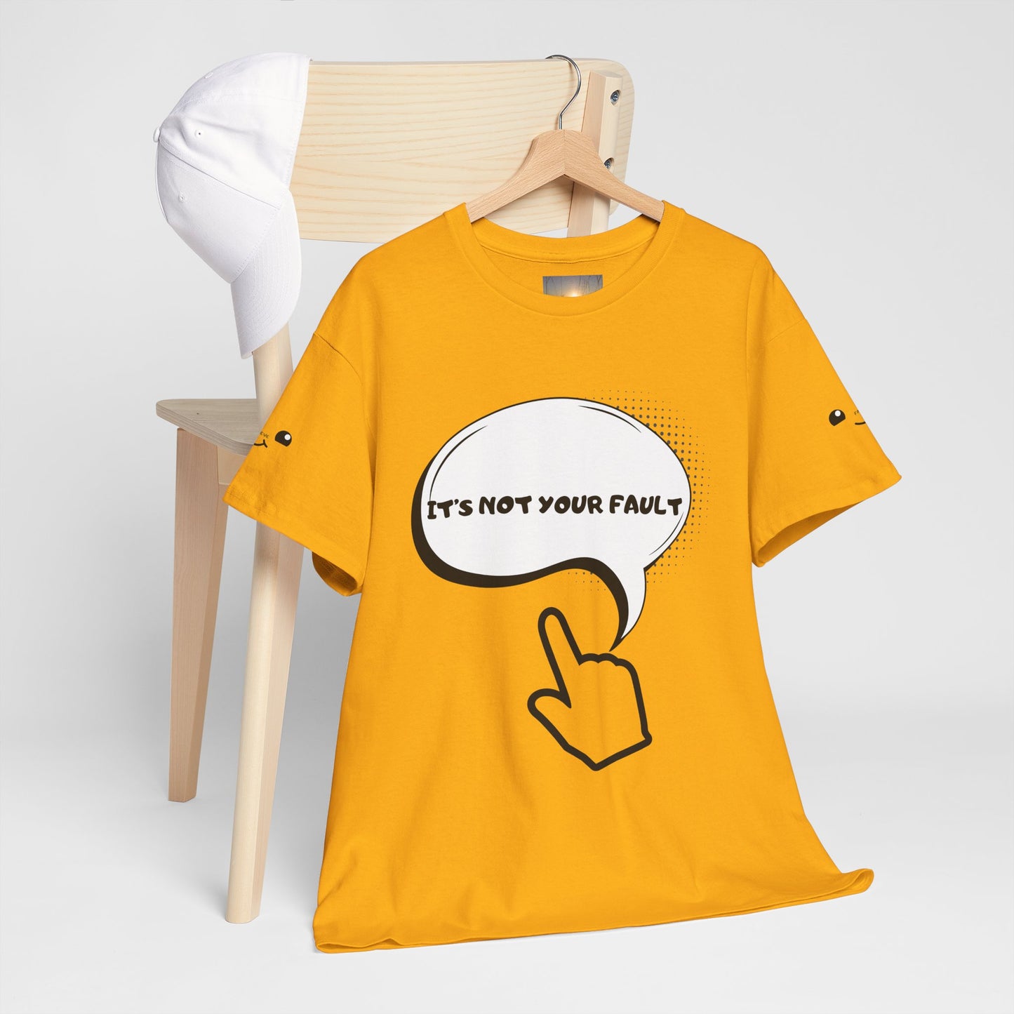 Graphic Tee — "It's Not Your Fault" Comic-Style Pointing Design