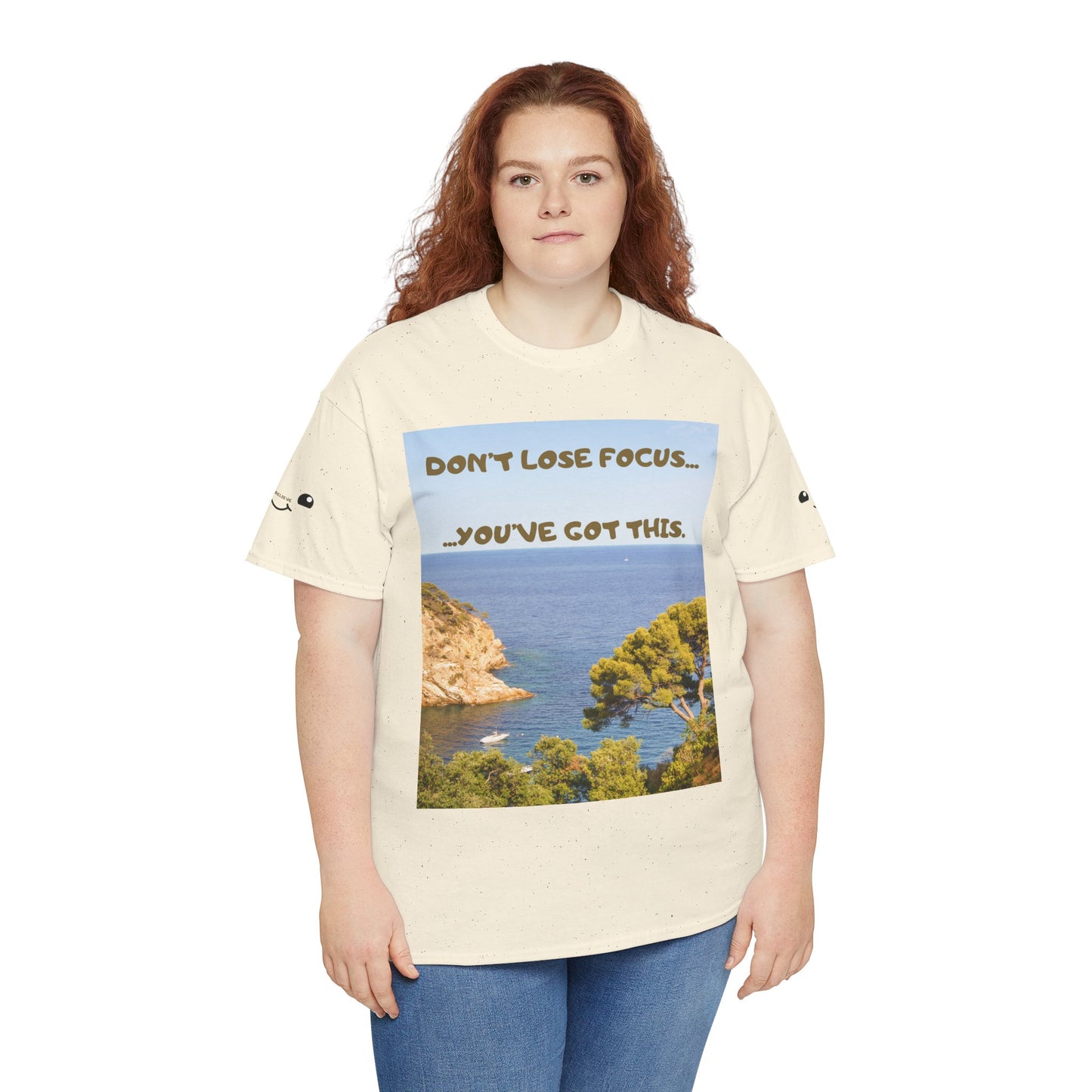 Motivational Tee — "Don't Lose Focus, You've Got This" Beach Graphic