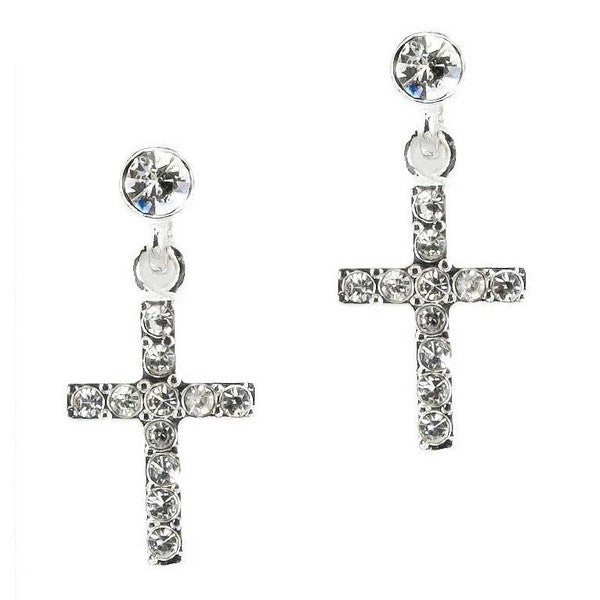 Dangle Cross Rhinestone Earrings