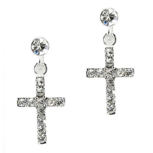 Dangle Cross Rhinestone Earrings