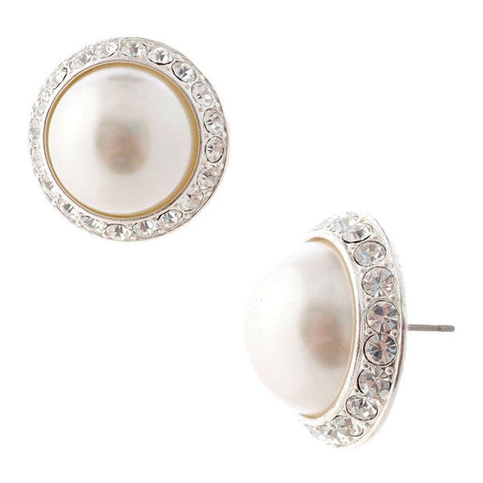 Timeless 15mm Faux Pearl Rondelle Stud Earrings