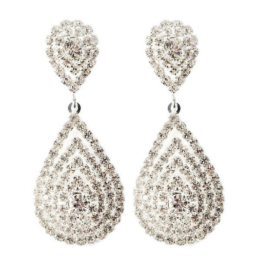 Double 3D Teardrop Rhinestone Earrings