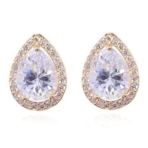 14mm Halo Exquisite Pear Cubic Zirconia Stud
