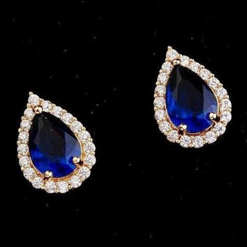 14mm Halo Exquisite Pear Cubic Zirconia Stud