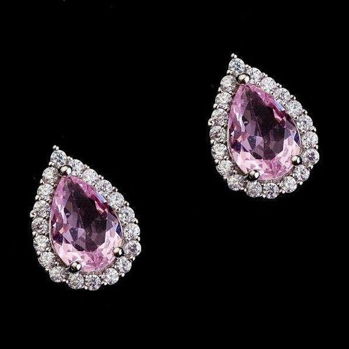 14mm Halo Exquisite Pear Cubic Zirconia Stud