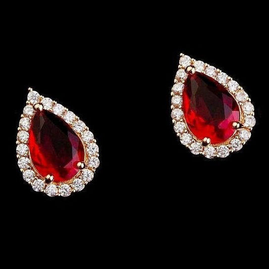 14mm Halo Exquisite Pear Cubic Zirconia Stud