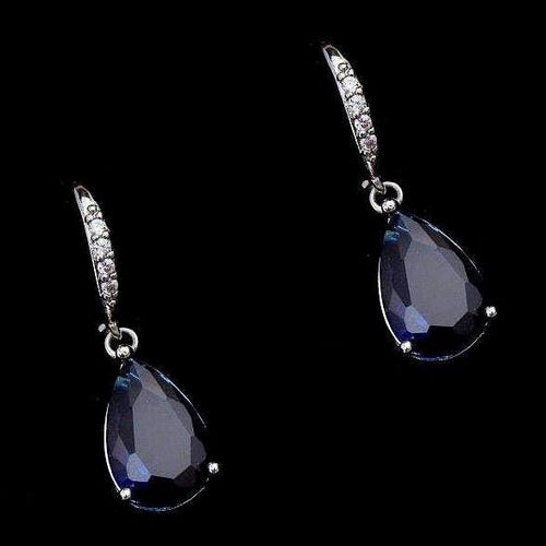 Bridal Pear Shape CZ Zirconia 5 Inch Long Earrings