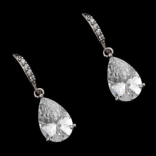 Bridal Pear Shape CZ Zirconia 5 Inch Long Earrings