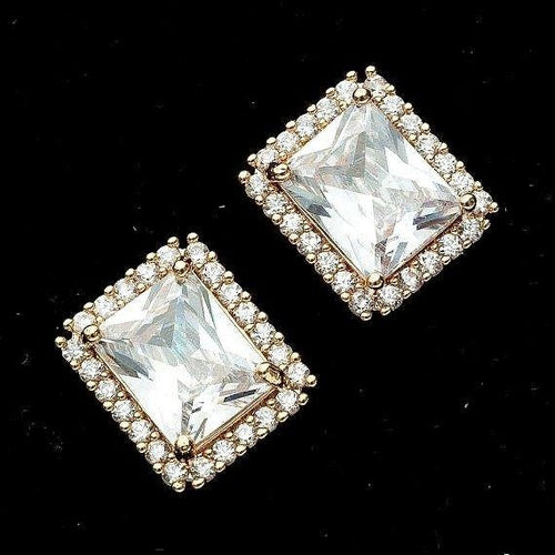 Dazzling Square Cubic Zirconia Stud Earring