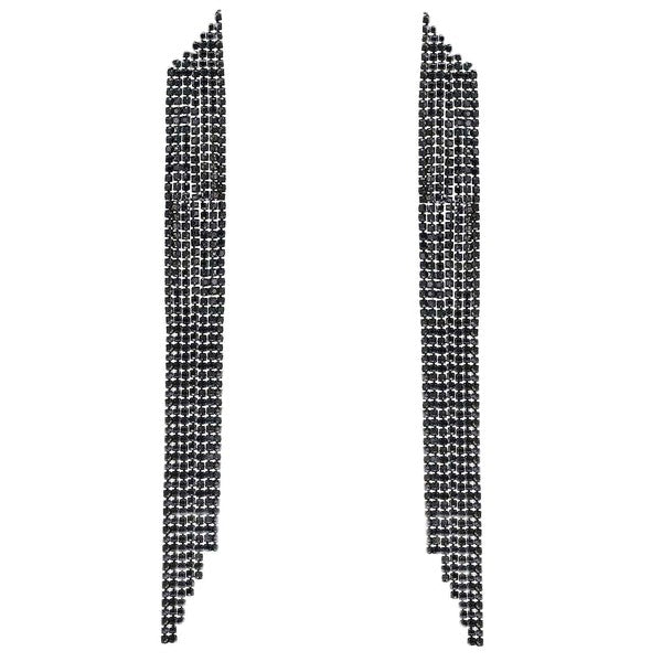 Skew Mesh Linear Tassel Dangle Earrings
