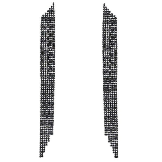 Skew Mesh Linear Tassel Dangle Earrings