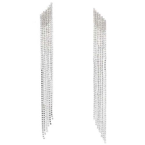 Skew Mesh Linear Tassel Dangle Earrings