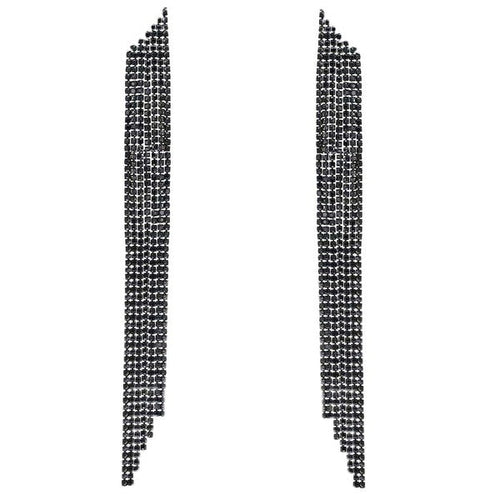 Skew Mesh Linear Tassel Dangle Earrings