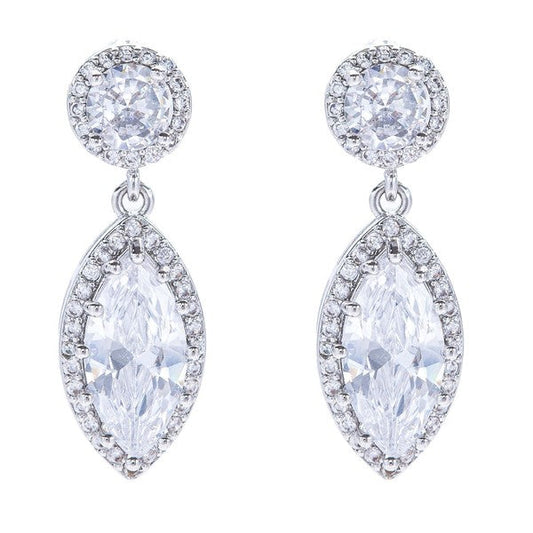 Crystal Marquise Cut CZ Wedding Earrings