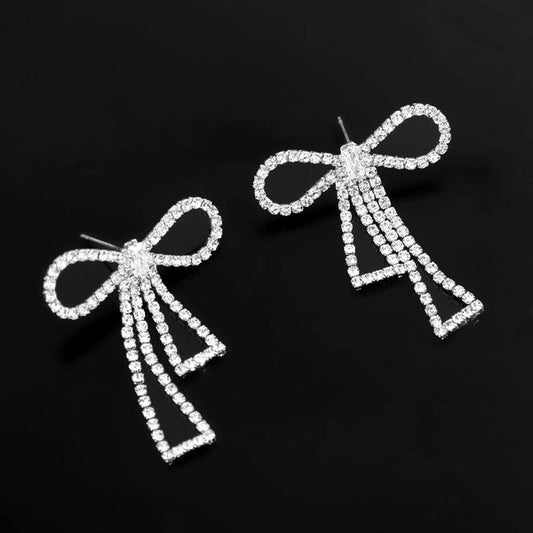 Baguette Bow Ribbon Cubic CZ Fashion earrings