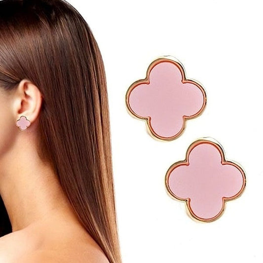 Acetate Marble Effect Clover Stud Earrings