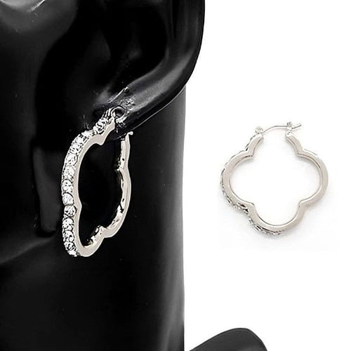Clover Shape Outline Dangle  Hoop Earrings