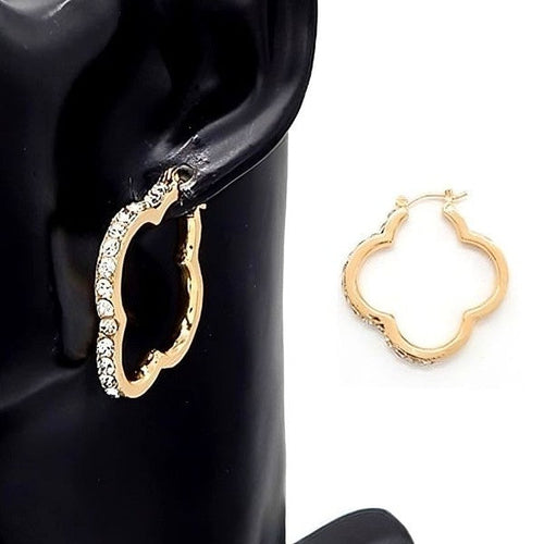 Clover Shape Outline Dangle  Hoop Earrings