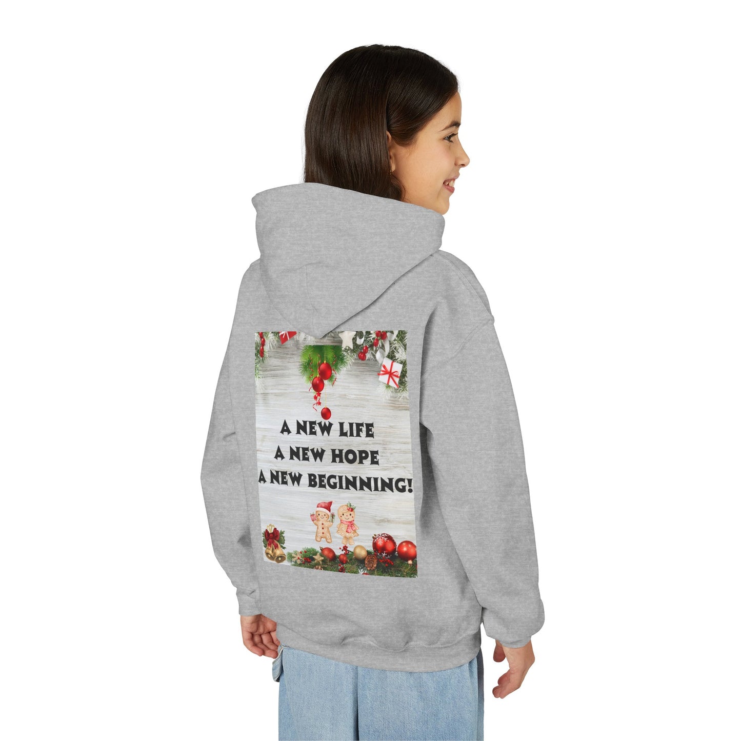 Youth Hooded Sweatshirt - Christmas Cheer, Cozy Holiday Gift, Festive Sweatshirt for Kids, Seasonal Wear, New Year Celebration